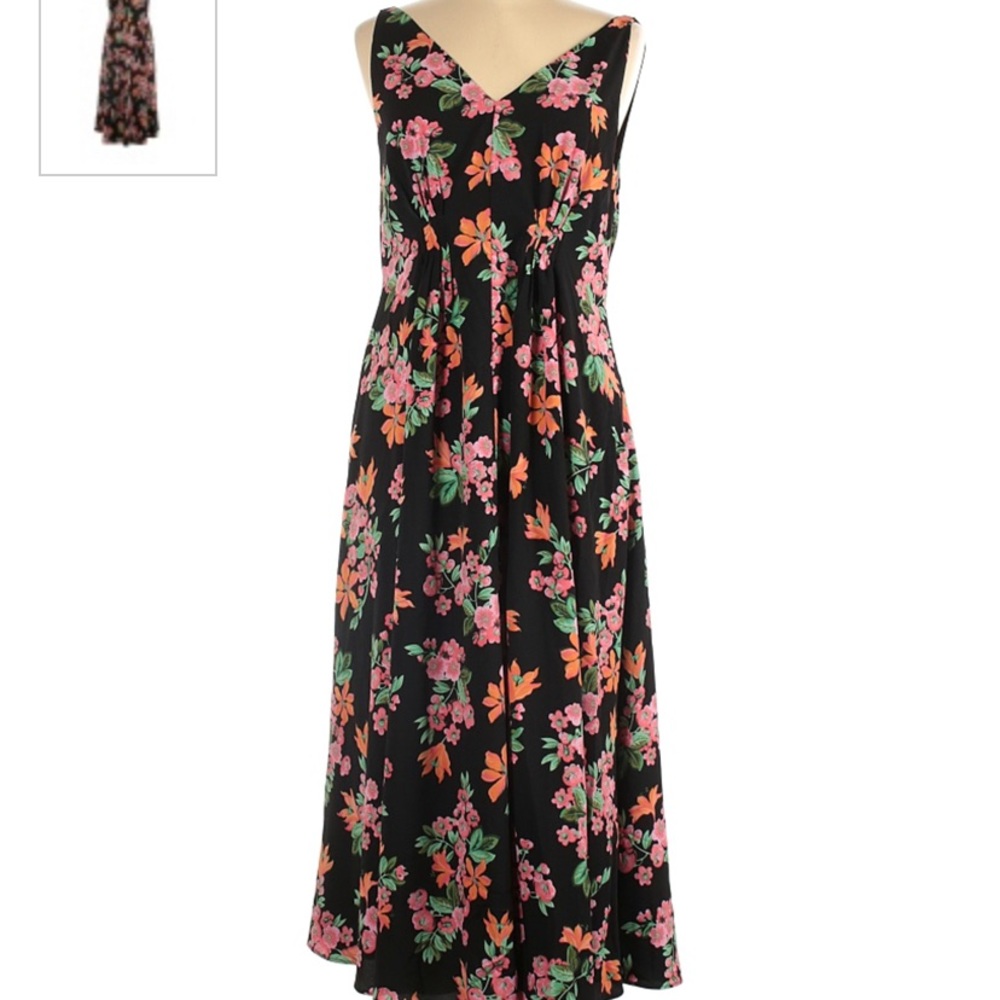 NWT Ann Taylor black pink flower long dress sz 16